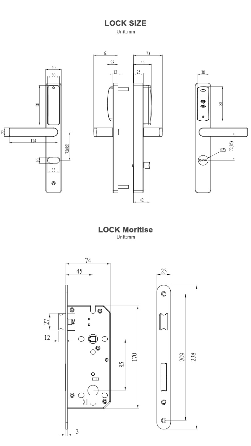 Khóa lỗ mộng khách sạn E3464P ORBITA EU